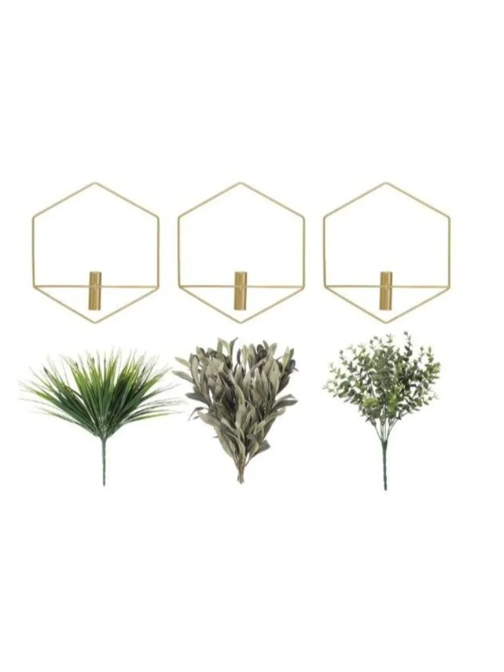 Boho Living Room Honeycomb Plant Wall Art